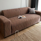 Jacquard Elastic Sofa Cover – Modern Artistic Slip-Resistant Couch Slipcover | All-Season Polar Fleece Furniture Protector for Living Room, Office & Bedroom | Includes Free Pillow Cover | 1-4 Seater