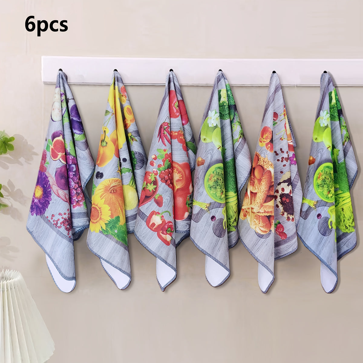 Kitchen Towels Set of 6 Colorful Printed Dishcloths Soft Absorbent Holiday Tea Towels Hand Towels Decorative Kitchen Decor Cleaning Supplies