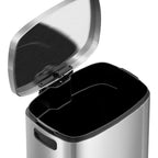 13-Gallon Stainless Steel Trash Can with Soft-Close Lid & Foot Pedal, Fingerprint-Resistant Kitchen Garbage Can with Removable Inner Bucket, Odor-Proof Touchless Waste Bin for Kitchen Bedroom Office – 2 Colors
