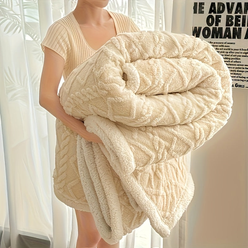 Tufted Sherpa Throw Blanket – Soft Plush Blanket in 4 Colors & 4 Sizes, Machine Washable, for Sofa Bed Couch Living Room & Garden