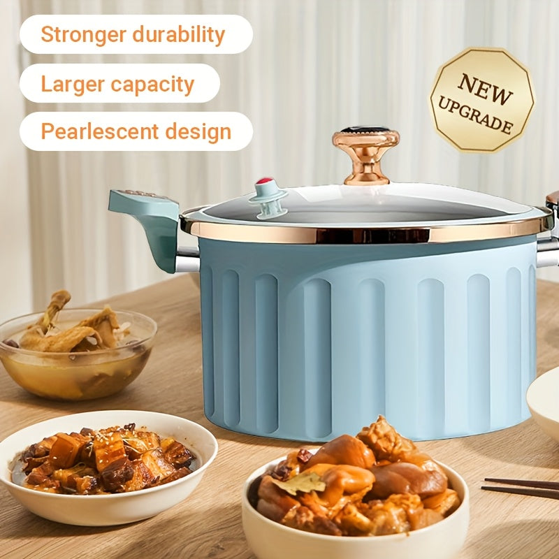 Cast Iron Enamel Dutch Oven 2.64 Gallon with Locking Lid Non-Stick Heavy Duty Soup Pot for Meal Prep - White & Blue