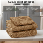 Paisley Bed Sheet Sets Queen King Twin Full Cal King – Soft Brushed Microfiber Deep Pocket Fitted Sheet & Pillowcases, Wrinkle Free