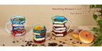Hand-Painted Book Stack Coffee Mug Stained Glass Art 7oz 14oz Stackable Glass Cup - Novelty Gift for Book Lovers Librarians Women Book Club Literature Enthusiasts | Nuvia Haven