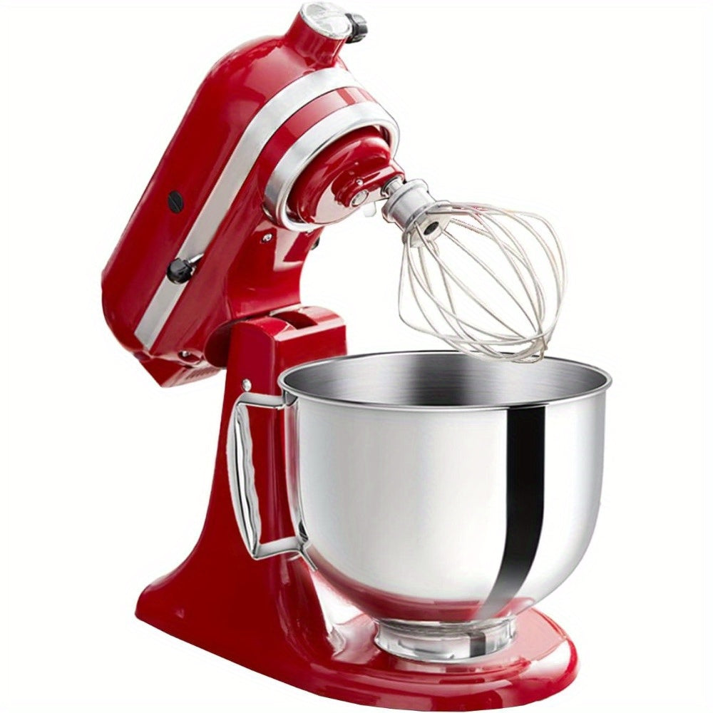 5Qt Stainless Steel Mixer Bowl – KitchenAid Artisan & Classic 4.5-5QT Compatible, Oven-Safe 304 Steel with Ergonomic Handle & Spill-Resistant Lid