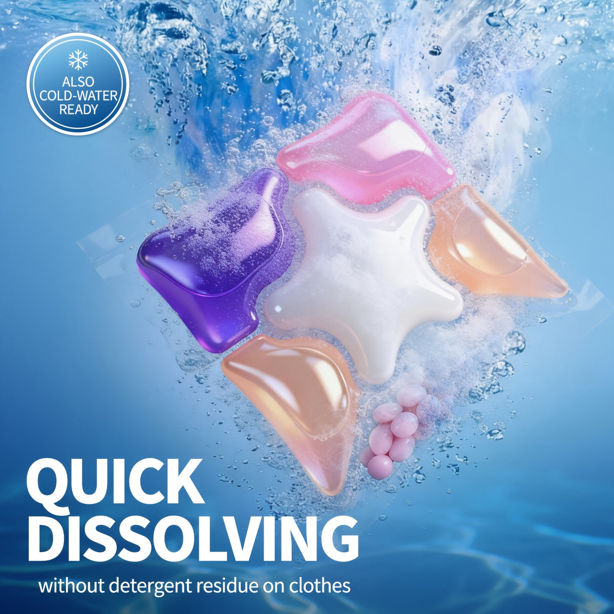 6-in-1 Laundry Detergent Pods 50 Count + 10 Bonus, Deep Clean Stain Removal Color Protection Fabric Softening Long-Lasting Rose Fragrance, Fast Dissolving HE Washer Compatible Laundry Pods