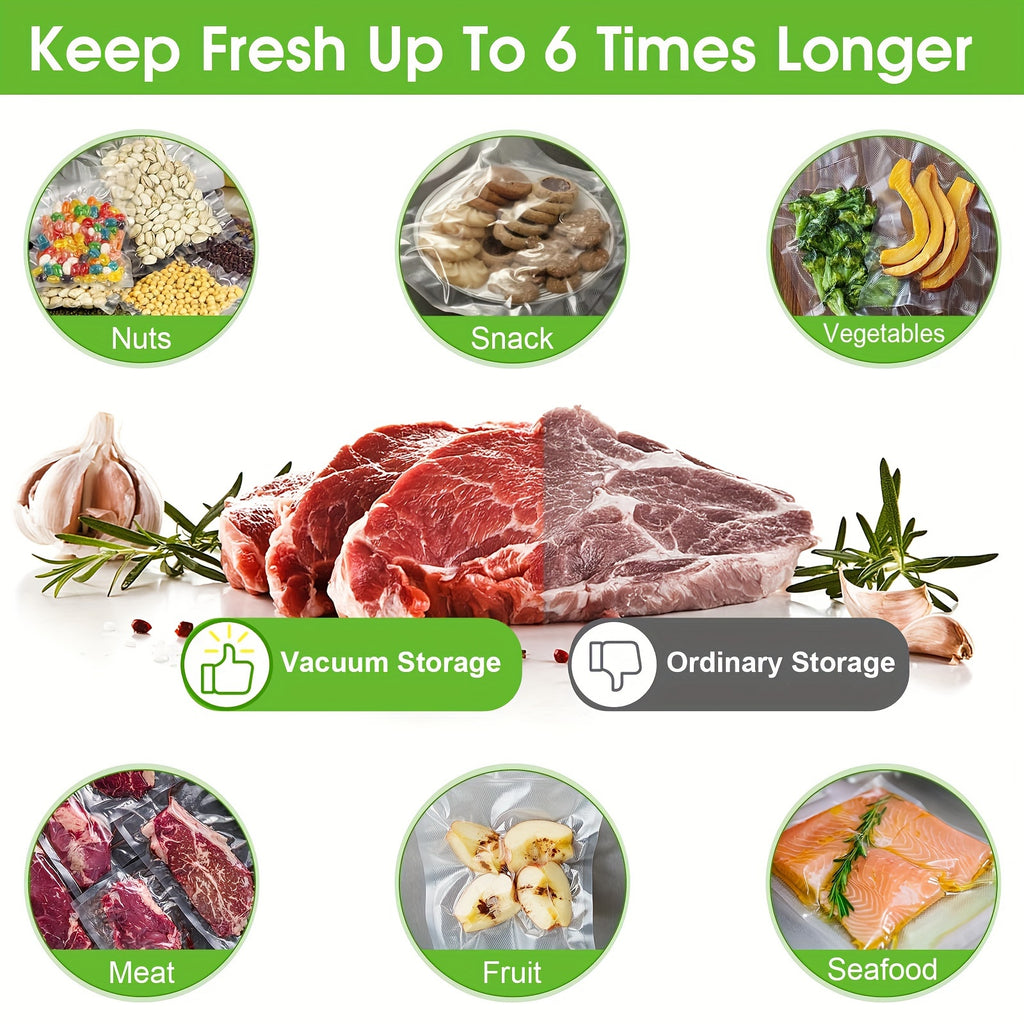 Vacuum Sealer Bags 500pcs BPA-Free Food Storage Bags 7 Sizes – Co-Extruded Reusable Vacuum Seal Bags Compatible with Most Vacuum Sealers