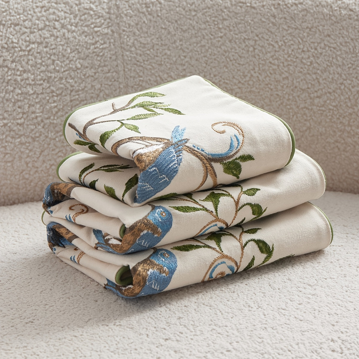 3D Embroidered Floral Bird Pillowcase – Colorful Spring Summer Decorative Cushion Cover for Sofa, Bedroom & Living Room, 2 Size Options, 1pc