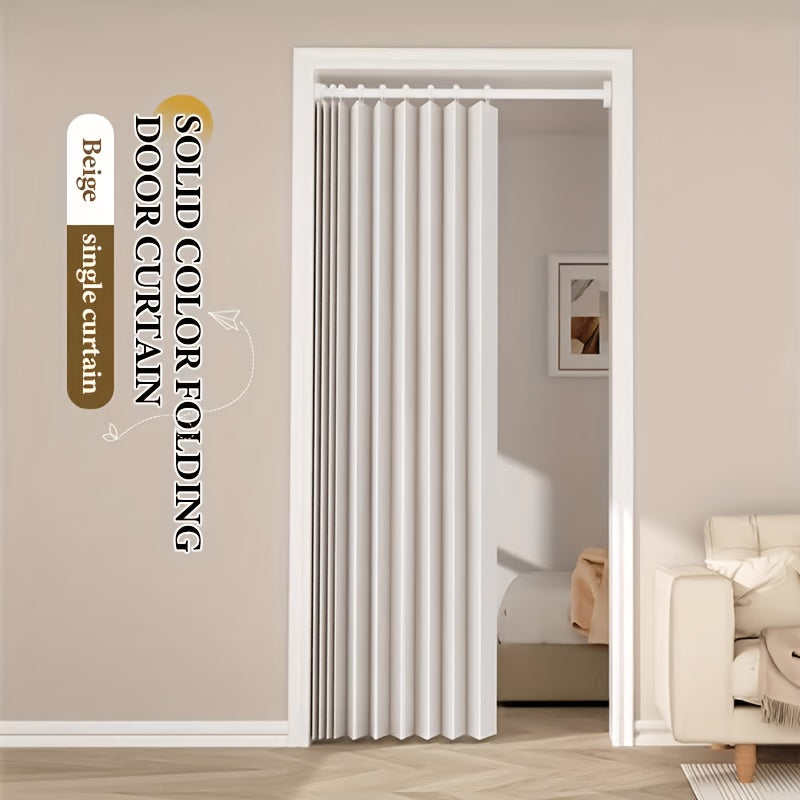 Heavyweight Polyester Door Curtain Panel – No-Drill Sliding Room Divider Screen with Folding Track for Living Room, Bedroom & Doorway, Machine Washable