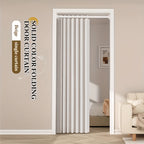 Heavyweight Polyester Door Curtain Panel – No-Drill Sliding Room Divider Screen with Folding Track for Living Room, Bedroom & Doorway, Machine Washable