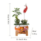 USB Powered Glass & Ceramic Fish Waterfall Desktop Fountain – Hanging Goldfish Design, Decorative Water Feature with Glass Fish & Plants for Living Room, Office & Zen Decor, Unique Gift