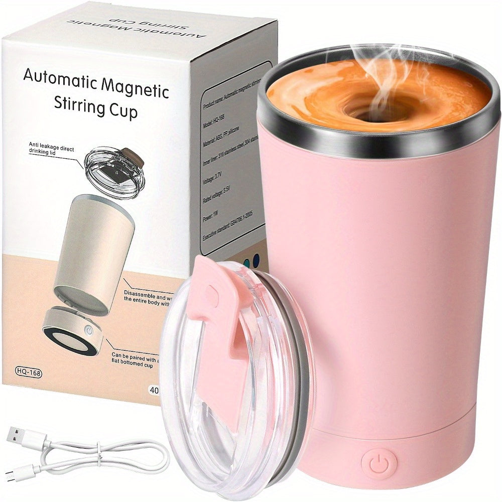 Electric Self Stirring Coffee Mug - Portable Magnetic Rotating Mixing Cup for Coffee, Chocolate, Milk, Protein Powder & Cocoa, Perfect for Office, School, Gym & Home