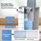 Hands-Free Flat Mop with Bucket 8-Piece Set Including 6 Microfiber Pads and Gloves, 360 Rotating Dry Wet Floor Mop for Bedroom Kitchen Bathroom, Household Cleaning Mop with Bucket Scraper and Wringer