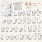 Glass Bud Vases Bulk Set 64 Pieces Multi-Size – Clear Flower Vases for Wedding Centerpieces, Home Table Decor & Bridal Party