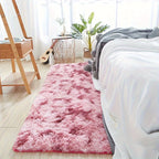 Tie Dye Fluffy Runner Mat Thickened Super Soft Non-Slip Floor Rug 16x47 Inch for Living Room Bedroom Office – Machine Washable Indoor Mat | Light Grey, Pink, Black, White, Khaki