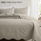 Luxury Quilted Bedspread Set 3 Piece Floral Coverlet with Pillow Shams Breathable Lightweight All Season - Twin Queen King California King 16 Colors