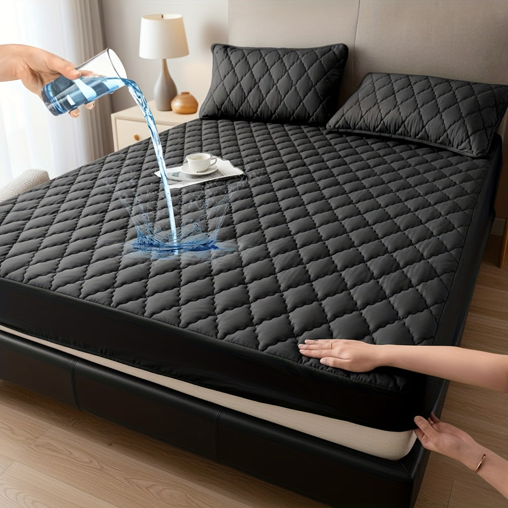 Mattress Protector Deep Pocket 11.8-Inch Thickened Fitted Cover with Embossed Design – Solid Color Bedding Essential for Twin Full Queen King, 7 Colors
