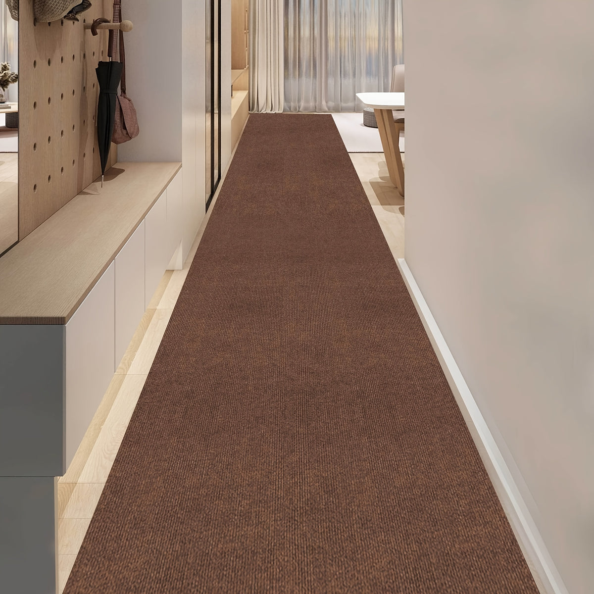 Striped Runner Rug Non-Slip Indoor Outdoor Washable Area Mat for Hallway Kitchen Living Room Garage Patio Black Gray Beige Brown