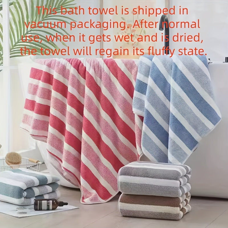 8-Piece Hotel-Quality Striped Bath Towel Set – Lint-Free Super Absorbent Two-Color Towels | 2 Large Bath Towels, 2 Medium Bath Towels & 4 Washcloths