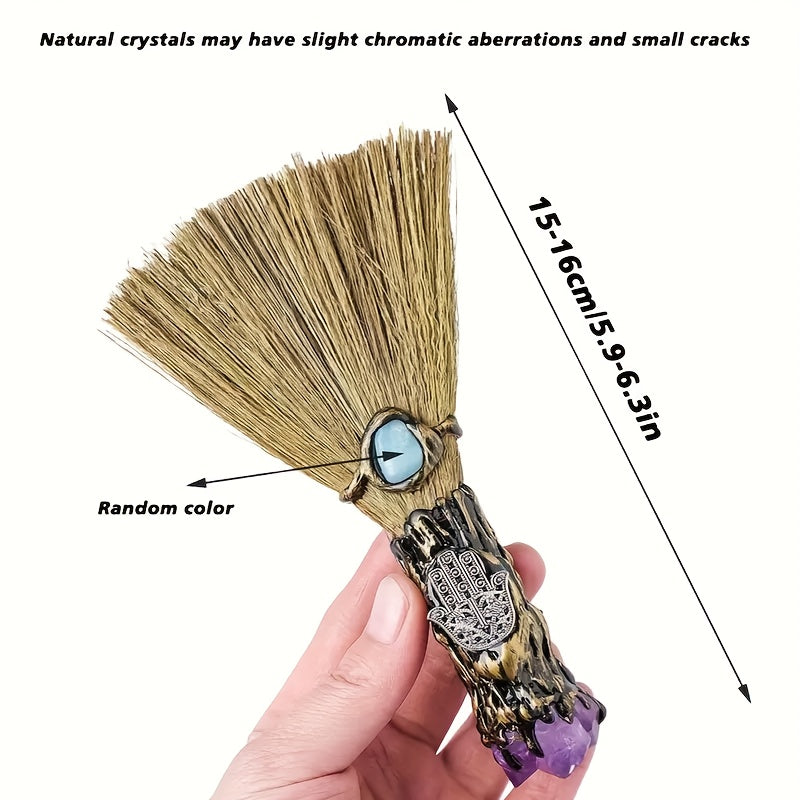 Mini Magic Brooms 12pcs Decorative Christmas Halloween Day of the Dead Witch Broom Set for Home Decor DIY Crafts Crystal Accessories Holiday Birthday Gift