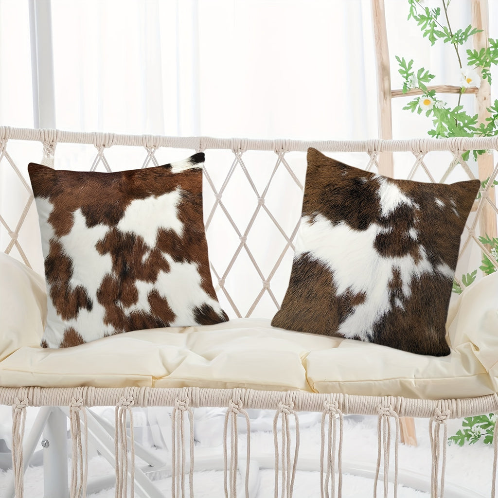 Animal Fur Print Throw Pillowcases – Pack of 4, Decorative Pillow Covers for Living Room, Office & Farmhouse