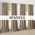 Velvet Grommet Curtains 4 Panels – Room Darkening Thermal Flannel Drapes for Living Room & Bedroom, Luxury Soft Window Panels, 52"W Multiple Lengths, Golden Hot Pink Champagne Taupe