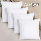 Hypoallergenic Fiber Pillow Inserts 1/2/4 Pack – White Square Cushion Filling with Zipper, Polyester Sanded Soft Fill for Sofa Bed Patio Bedroom Office Living Room Indoor Outdoor Decor