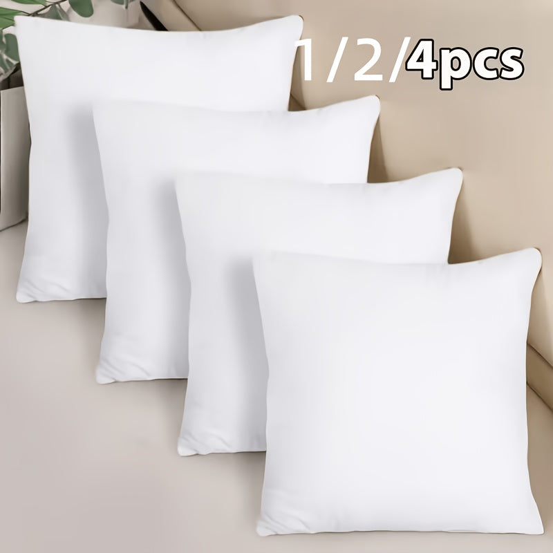 Hypoallergenic Fiber Pillow Inserts 1/2/4 Pack – White Square Cushion Filling with Zipper, Polyester Sanded Soft Fill for Sofa Bed Patio Bedroom Office Living Room Indoor Outdoor Decor