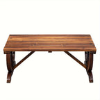Rustic Hardwood Garden Bench 2-Person Wagon Wheel Design – Heavy-Duty Wide Seat & Curved Backrest Outdoor Patio Bench for Porch & Backyard