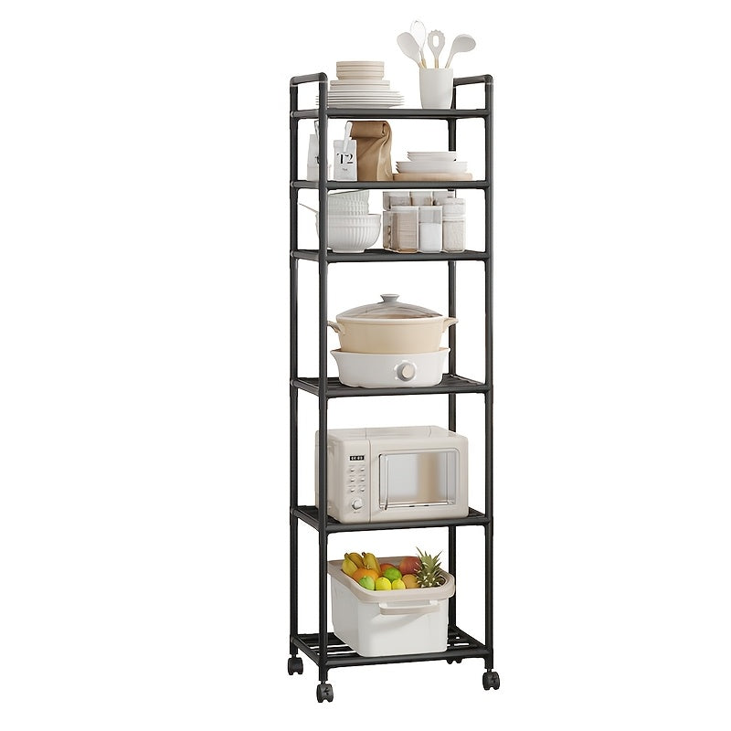 6-Tier Heavy-Duty Freestanding Storage Shelf with Leveling Feet – Stainless Steel Reinforced Shelving Unit for Pantry Kitchen Garage Workshop, Space-Saving Upright Rack, No Installation Required