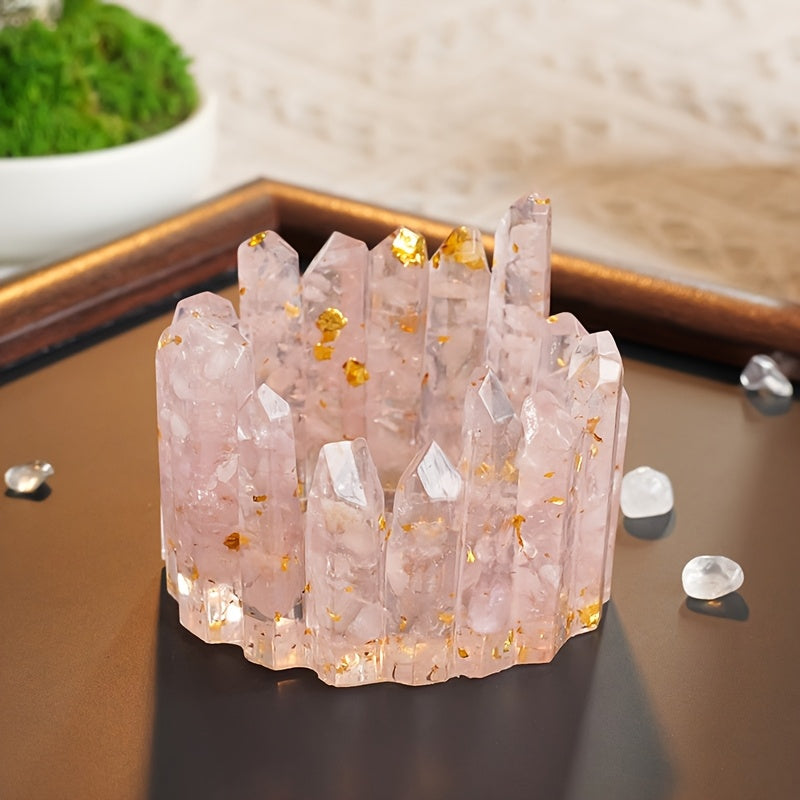 Crystal Column Bowl Candle Holder - Natural Stone Bracelet Ornament Storage Dish, Crystal Cleansing Bowl for Women, Boho Home Decor Gift (2.36-2.76 inch)