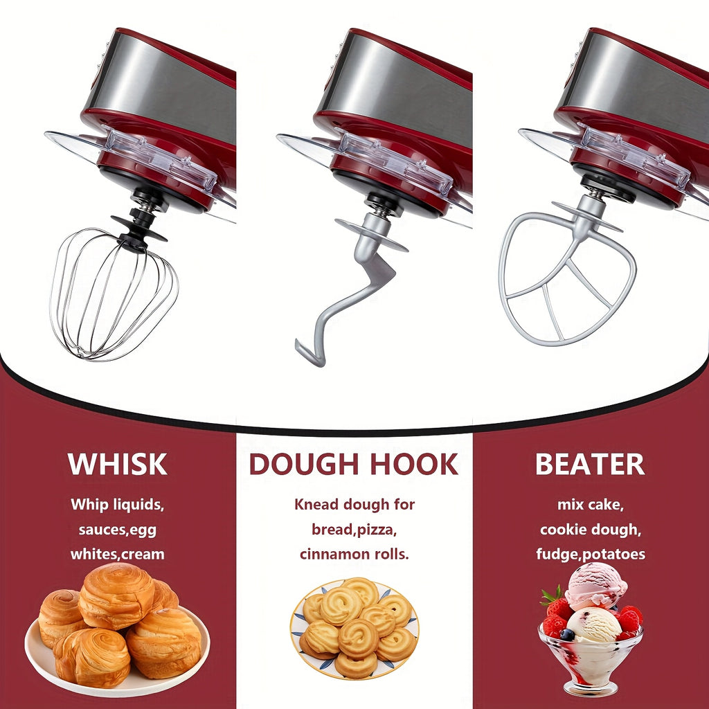 Stand Mixer 6-in-1 with 6.3QT Stainless Steel Bowl, 400W 6-Speed Tilt-Head Kitchen Mixer with Dough Hook, Egg Beater, Whisk, Juicer & Meat Grinder Attachments