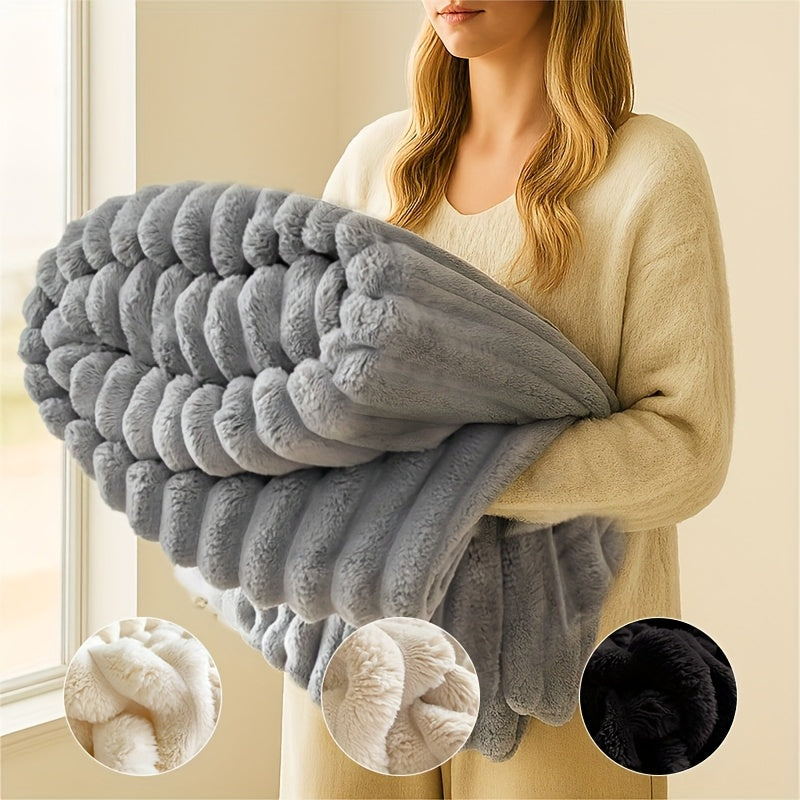 Soft Plush Throw Blanket – Thick Warm Fuzzy Cozy Blanket for Couch, Bed, Office & Travel | 4 Sizes, 4 Colors | Great for Gifts & Room Decor