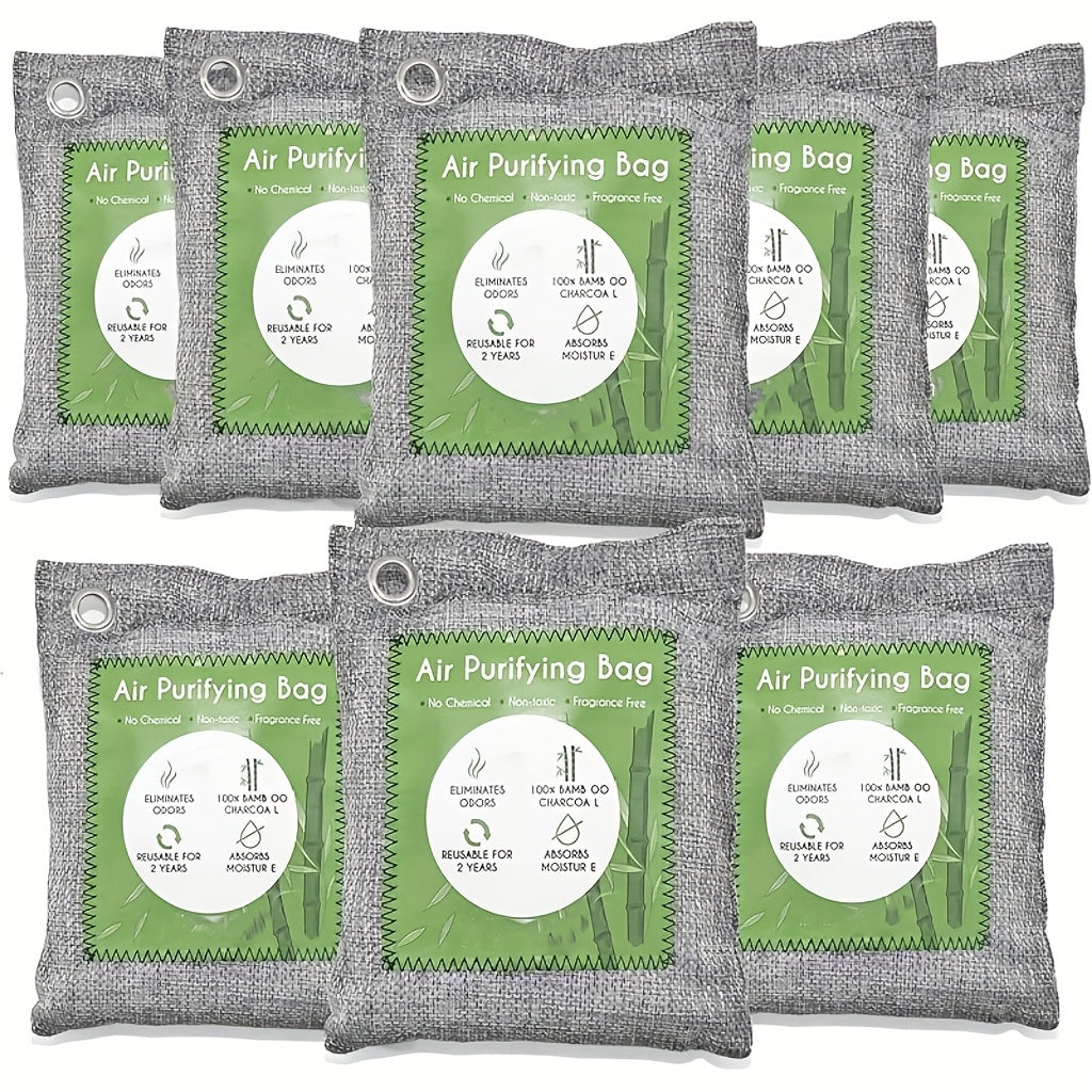 Bamboo Charcoal Air Purifying Bags Odor Absorber – Activated Charcoal Moisture Absorber & Natural Deodorizer for Car, Closet, Shoes, Bathroom & Home, 6 to 16 Pack