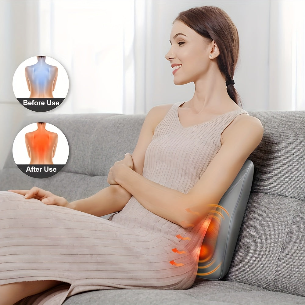 Rechargeable Shiatsu Back and Neck Massager with Heat – 3D Kneading Massage Pillow, USB Charging, Ergonomic Design for Deep Tissue Relief, Gift for Men Women Mom Dad Home Office Car Use