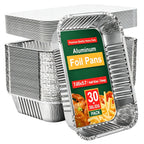 Disposable Aluminum Foil Pans 30-Pack with Lids 7.65x5.7 Inch - Foil Baking Pans for Cakes Cooking Heating Storing Food Prep, Holiday Baking Trays for Christmas Thanksgiving