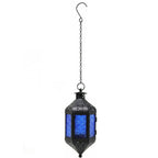 Moroccan Hanging Candle Lantern with Chain – Vintage Boho Style Iron & Glass Tealight Holder for Home, Patio, Garden, Wedding & Ramadan Decor (23.5" Overall)