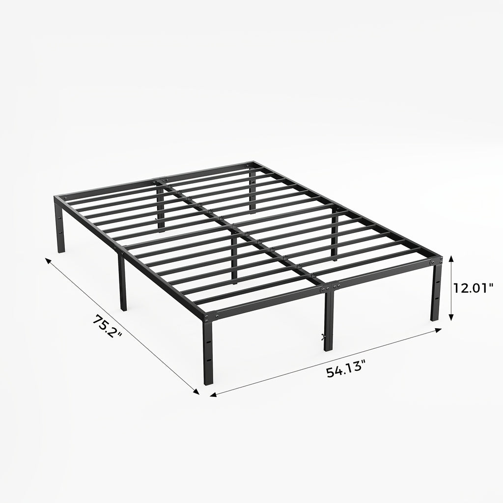 Metal Platform Bed Frame with Steel Slat Support | No Box Spring Needed | Under-Bed Storage | Easy Assembly | Noise-Free | Black | Twin Full Queen King