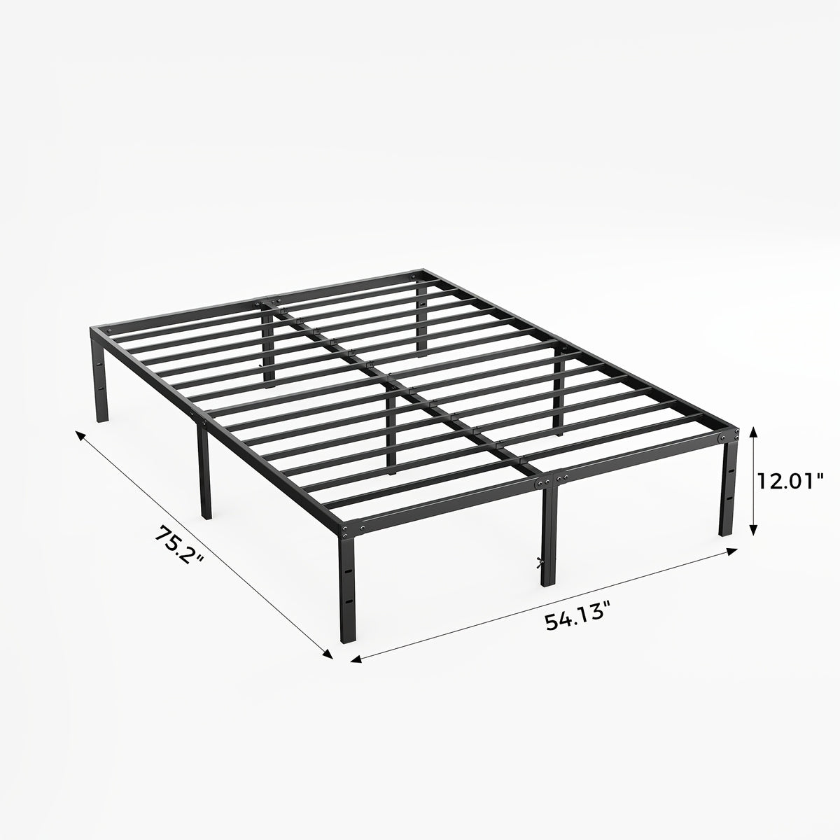 Metal Platform Bed Frame with Steel Slat Support | No Box Spring Needed | Under-Bed Storage | Easy Assembly | Noise-Free | Black | Twin Full Queen King