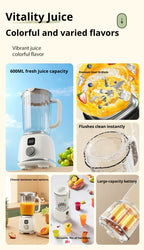 Portable Blender Cordless Personal Juicer 3000mAh - 10-Blade Smoothie Maker for Fruits & Vegetables, Dual Speed, Food Grade ABS, USB Rechargeable Mini Blender for Home Kitchen Travel Gym