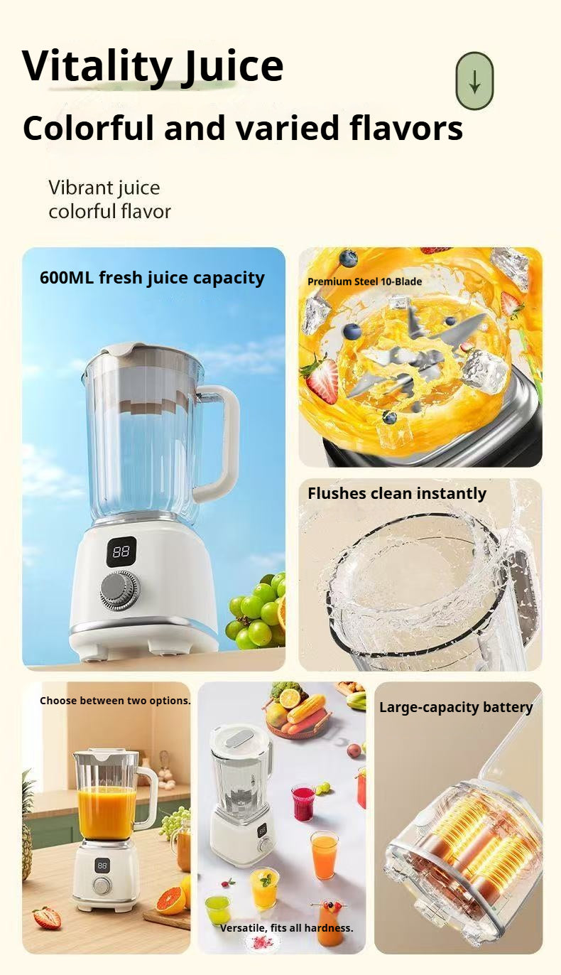Portable Blender Cordless Personal Juicer 3000mAh - 10-Blade Smoothie Maker for Fruits & Vegetables, Dual Speed, Food Grade ABS, USB Rechargeable Mini Blender for Home Kitchen Travel Gym