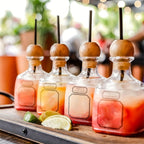 Mini Liquor Bottle Cups with Straw 12.68oz – Reusable Clear Plastic Tequila Bottles for Champagne, Wine & Cocktails | Party Favors & Wedding Drinkware