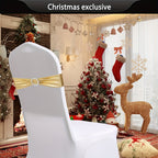 Metallic Spandex Chair Sashes Bow Bands 100pcs – Sparkle Lycra Stretch Chair Ties with Buckle for Wedding, Banquet & Party Decor | Gold, Silver, Rose Gold