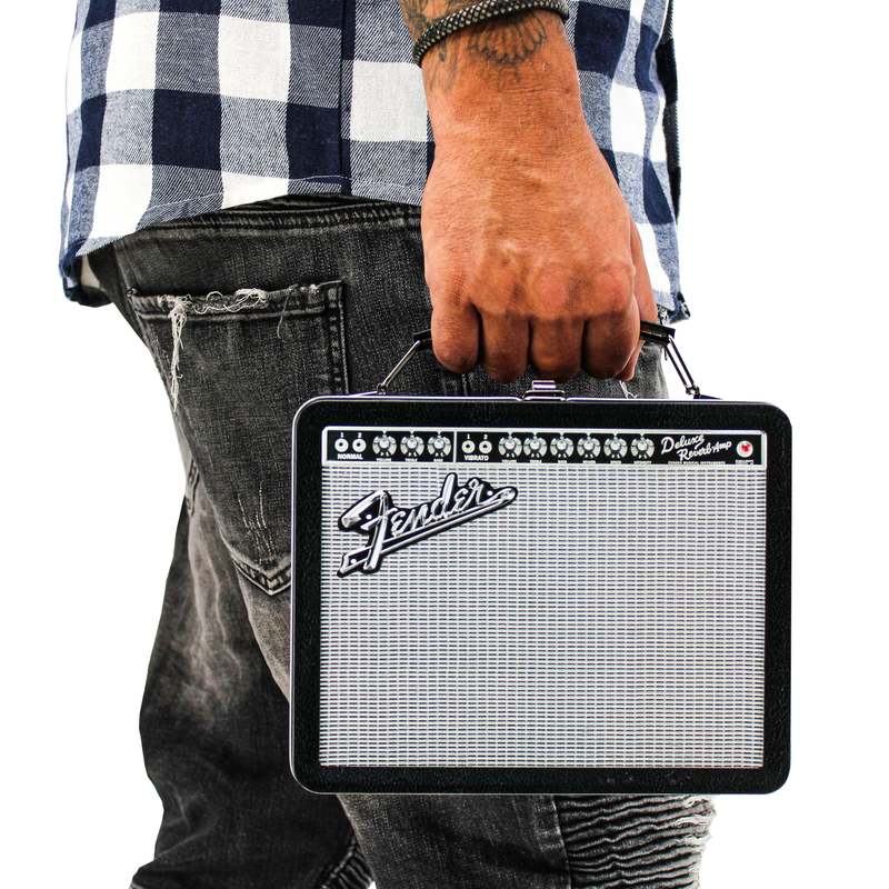 Fender Amp Tin Lunch Box Collectible Storage with Raised Embossed Art - Music Fan Gift Box for Accessories, Toys & Collectibles