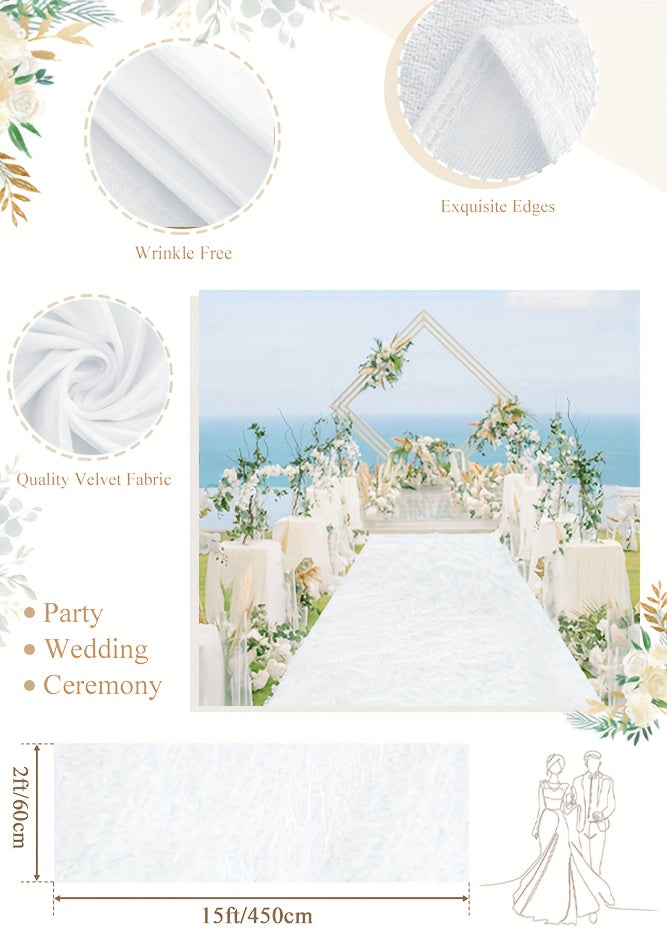 Extra Long Wedding Aisle Runner, 2x15FT – Elegant Ceremony Pathway Mat for Weddings, Parties & Events