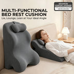 Ergonomic Backrest Pillow for Bed Reading - Multi-Purpose Support Pillow Neck Back Rest Removable Washable Cover Sleeping Reading Office Lounge