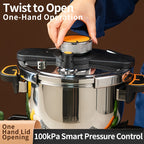 Stainless Steel Pressure Cooker & Stew Pot with One-Twist Lock Lid – 1.32, 1.59 & 2.11 Gal Sizes, Induction & Gas Compatible, Dishwasher Safe for Family Meals
