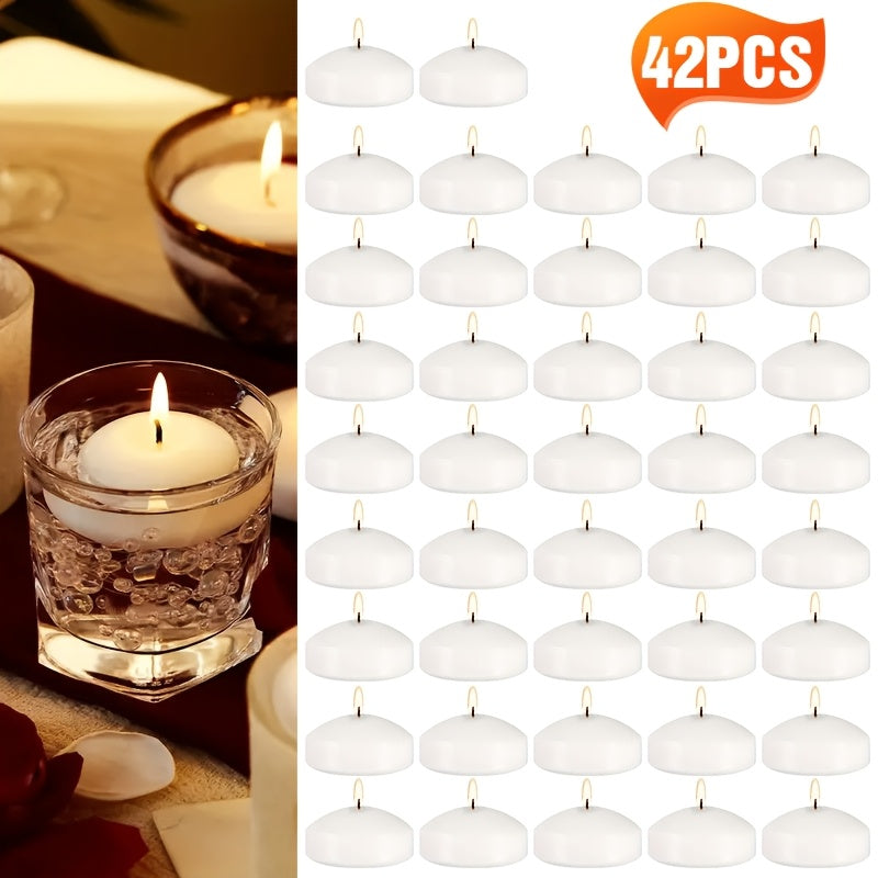42-Pack Floating Small Candles - Natural Plant Wax Smoke-Free Tea Light Candles for Wedding, Meditation, Holiday, Pool & Spa, Stable Burning Low Melting Point