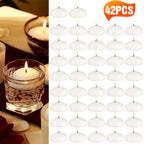 42-Pack Floating Small Candles - Natural Plant Wax Smoke-Free Tea Light Candles for Wedding, Meditation, Holiday, Pool & Spa, Stable Burning Low Melting Point