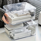 Acrylic Clear Desktop Storage Box with Lid – Smartphone Case Holder & Desk Drawer Organizer for Home Office Accessories, Storage Bins for Home Organization