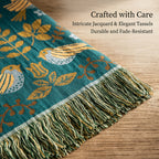Bird Floral Cotton Throw Blanket Twin Queen King – 100% Cotton Ultra Soft Rustic Quilt, Boho Farmhouse Bed Blanket for Sofa Couch Chair, All Season